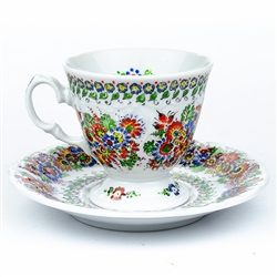 Opole Hand Painted Porcelain Teacup and Saucer #1