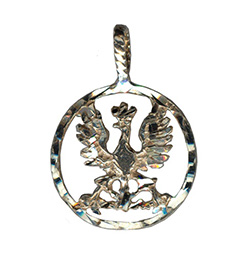 Sterling silver Polish eagle. These eagles are made in Hamtramck by a master jeweler. After being removed from the cast they are hand polished and diamond cut which highlights all the details.