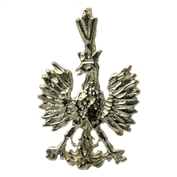 Sterling silver Polish eagle. These eagles are made in Hamtramck by a master jeweler. After being removed from the cast they are hand polished and diamond cut which highlights all the details.