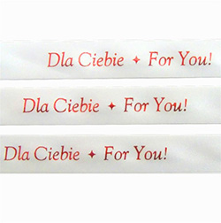 'Dla Ciebie * For You!' Ribbon: White with Red Metallic
