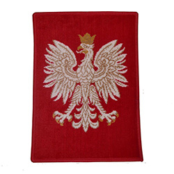 This is a small size rug perfect for hanging in a smaller place.  This Polish Eagle is the official coat of arms of the Republic Of Poland.