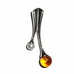 Honey Amber and Pearl Pendant