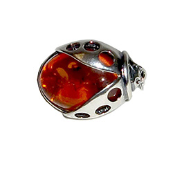 Honey Amber Ladybug Brooch