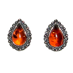 Honey Amber Teardrop Earrings