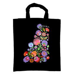 Shoulder tote bag in 100% cotton which features a beautiful Wyncinanki (Polish paper cut-outs) floral design.
Select from a variety of colors. Black is pictured.