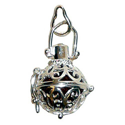 Sterling Silver Amber Ball Vessel Pendant