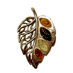 Multi-color Amber Leaf Pendant