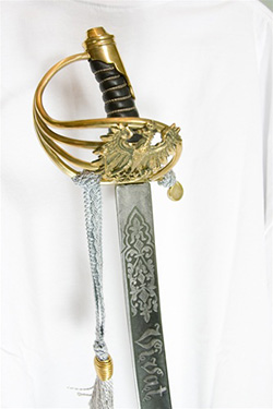 Beautiful hand made replica of a Polish Sabre engraved with "Vivat Kawalerya Narodowa" - Long Live The National Cavalry" on one side.  Brass hilt is adorned with the Polish Eagle from that period.  The November Insurrection against the Russians started in