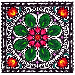 Lowicz Wycinanki 6" - 15cm Floral Square