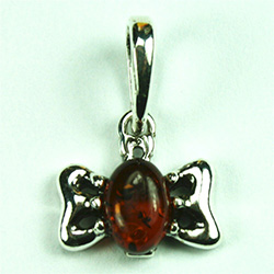 Miniature Amber bow-tie pendant