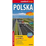 Poland deluxe laminated road map in 4 languages, Polish, English, French and German, contains a comprehensive index of towns and cities.  Laminate prevents this map from tearing of folding the wrong way.  Easily folds to the sections you require.