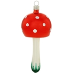 Satin glazes and glitter details accent the reflective red cap of this delicious mushroom ornament. Crafted of glass in Poland, this mushroom ornament measures 4.25" and will make a wonderful addition to your old-world themed ornament collection.