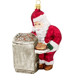 Santa With Oven Glass Ornament