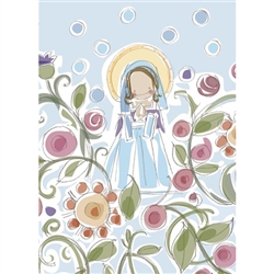 Set of 10 Our Blessed Mother Note Cards that are illustrations from the popular children's book "Lolek, The Boy Who Became Pope John Paul II".  Note cards come in clear boxes of 10 cards and envelopes.