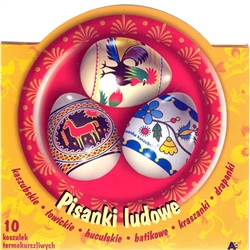 Polish Folk Design Egg Sleeves - Set of 10 Create instant Polish designed Pisanka using these brightly-colored sleeves representing different regions of Poland; representing: Kaszubskie, Lowickie, Huculskie, Batikowe, Kraszanki and Drapanki designs