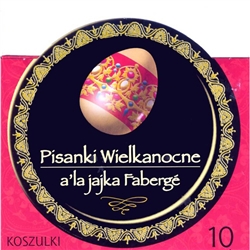 Polish Fabrege Design Egg Sleeves - Set of 10 Create instant Fabrege designed Pisanka using these brightly-colored sleeves representing different fabrege motifs. Each package contains 10 color sleeves.