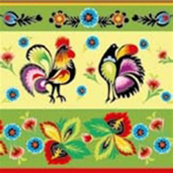Polish Folk Motif Luncheon Napkins (package of 20) - Green  Three ply napkins with water based paints used in the printing process.