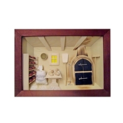Poland has a long history of craftsmen working with wood in southern Poland. Their workshops produce beautiful hand made boxes, plates and carvings.  This shadow box is a look inside a traditional bakery.  Note the nice attention to detail.