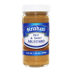Krakus Hot And Sweet Mustard.  Great on kielbasa sandwiches!