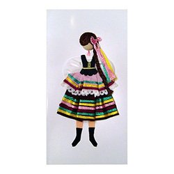 This card is dressed with material and wooden head to give a very special doll-like effect.   Here our Lubliniank maiden is dressed in the traditional costume from Lublin.