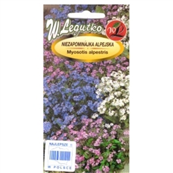 Forget-Me-Not Seed Mix, Myosotis alpestris, Imported from Poland. Eye-catching mixture with inflorescences in interesting colour range: blue, white and pink. Makes a great display on flowerbeds, borders and in containers.