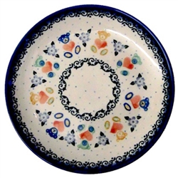 Polish Pottery 8" Dessert Plate. Hand made in Poland and artist initialed.