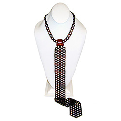 Gorgeous woven cherry amber necklace/necktie.  Tie length is 18.5" (47cm).  All small beads are faceted.