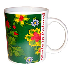 This attractive ceramic mug features the design of material worn by Polish folk dancers with a "Made In Poland" logo.  A perfect folklore gift and especially for lovers of Polish folk dancing.