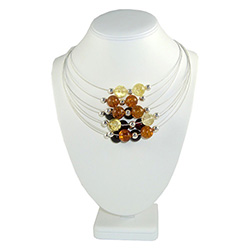 16" Multi Color Eight Strand Silver And Amber Necklace