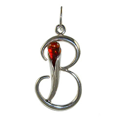 Approximately 1" tall - (2.5cm) size sterling silver and amber pendant.  Classic Calla Lily shape.