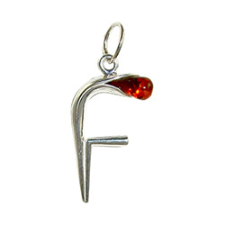 Approximately 1" tall - (2.5cm) size sterling silver and amber charm.  Classic Calla Lily shape.