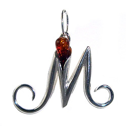 Approximately 1" tall - (2.5cm) size sterling silver and amber charm.  Classic Calla Lily shape.