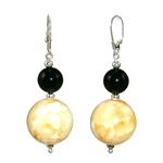 Amber and onyx balls with silver findings.