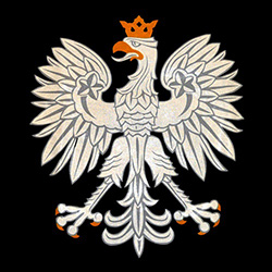 Our Polish Eagle features a gold crown, talons and beak on an elegant black background.