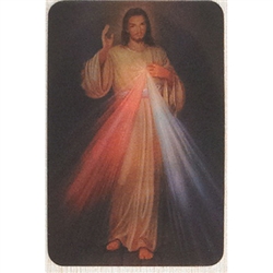 Two pictures appear when the card is moved.  The Divine Mercy picture of Christ as shown and a closeup of his head.