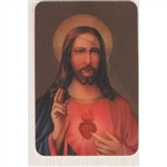 Two pictures appear when the card is moved: The Sacred Heart of Jesus picture as shown and a picture of Mary and her Immaculate Heart.