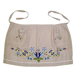 Kashubian Hand Embroidered Two Pocket Floral Apron - Kaszub