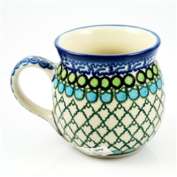 Polish Pottery 6 oz. Bubble Mug. Hand made in Poland. Pattern U72 designed by Teresa Liana.