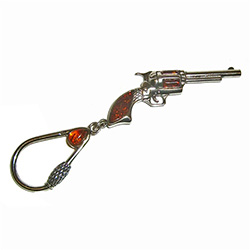 Honey Amber Silver Revolver Key Chain