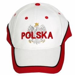 Display the Polish colors of red and white with this nicely detailed embroidery work on the front. The cap features a silver Polish Eagle with gold crown and talons.  Features an adjustable Velcro tab in the back.  Designed to fit most people.