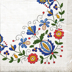Polish Folk Art Napkins (package of 20) - 'Kaszub Fringe'.  Three ply napkins with water based paints used in the printing process.