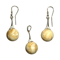 Creamy Amber Ball Earrings with matching Pendant.