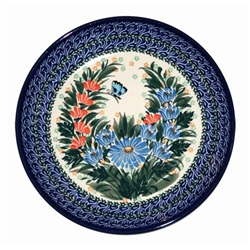 Polish Pottery 10.5" Dinner Plate. Hand made in Poland. Pattern U2555 designed by Krystyna Deptula.