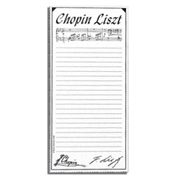 Chopin Liszt tear-off paper note pad.  50 sheets per pad. Your Go Shopping!  Shopping List.