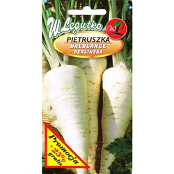 Parsley - Pietruszka  Halblange-Berlinska - Petroselinum crispum

Late cultivar, very fertile, suitable for winter storage. Root length of about 20cm, in the shape of an elongated cone. sow early spring in rows at 20-40 cm, depending on the crop.