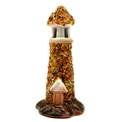 A miniature terracotta amber encrusted lighthouse....a Lithuanian specialty.