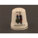 This porcelain thimble has a dancing couple from Lowicz.  Beautiful collector's item.