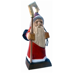Polish gnomes ,"Krasnoludki", have been popularized in Polish children's fairy tales for many years. Authors Jan Brzecha and Maria Konopnicka immediately come to mind.  This beautiful hand carved St Nicholas gnome is on his way to deliver presents.