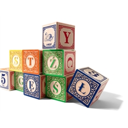 It's a good thing our Polish block set has four complete alphabets, because you're going to need all the C, Z, and Y blocks you can find. This 32 block set is made from sustainable Michigan basswood, and includes letters, numerals and animal pictures.