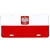 Polish Eagle/Flag License Plate made of corrosion resistant aluminum.  Standard US plate size with four slots for fastening.